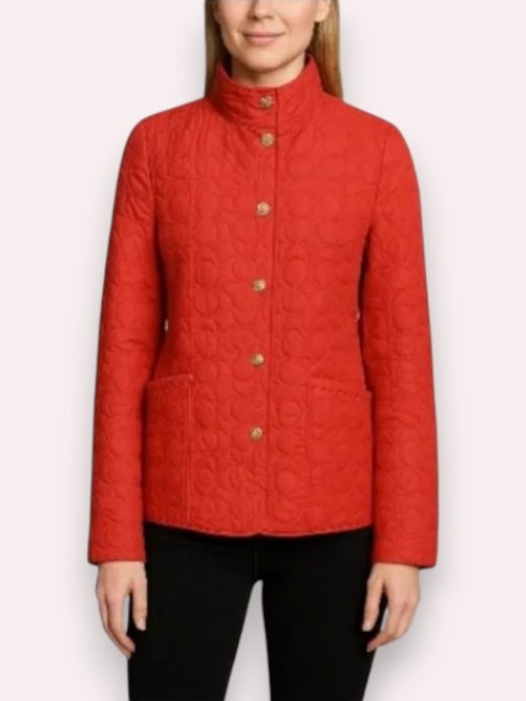 Coach Signature Quilted Puffer Jacket Red Women's Size L